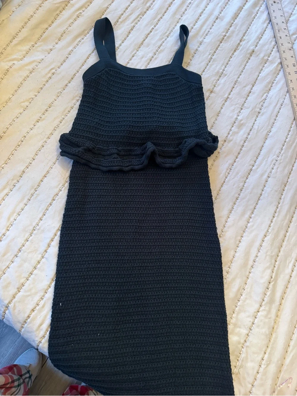 0044  green Knit Ruffle Strap Maxi Dress